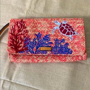 Vera Bradley Artistic orange and Blue Floral Wristlet